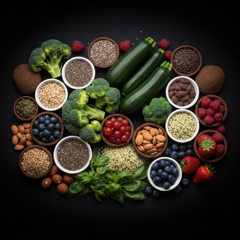 Ausgewogene Ernährung mit verschiedenen Lebensmitteln